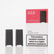 Two JUUL 2 disposable vape devices in black are displayed next to their retail packaging box, which is pink, white, and black, labeled 'JUUL 2 Watermelon' and showing a nicotine warning label.