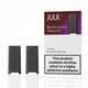 Two black JUUL 2 disposable vape devices shown next to their retail packaging on a white background. The packaging is white and purple with 'JUUL 2 Blackcurrant Tobacco' printed on it, and a prominent nicotine warning label.